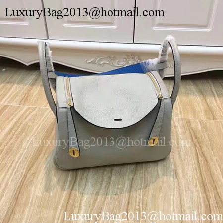 Hermes Lindy 30CM Original Leather Shoulder Bag LD30 Grey&Blue