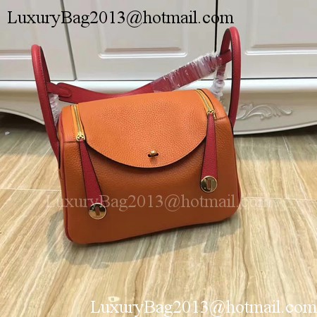 Hermes Lindy 30CM Original Leather Shoulder Bag LD30 Orange&Red