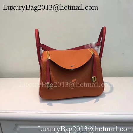 Hermes Lindy 30CM Original Leather Shoulder Bag LD30 Orange&Red