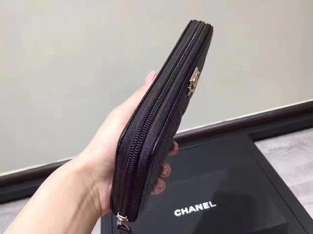 Boy Chanel Zip Around Wallet Black Cannage Pattern CHA5264 Gold