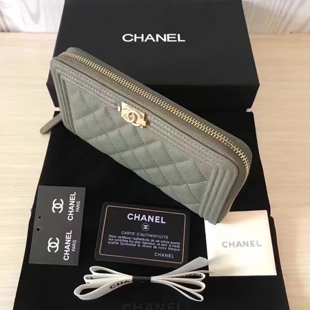 Boy Chanel Zip Around Wallet Cannage Pattern CHA5264 Green