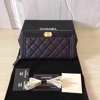 Boy Chanel Zip Around Wallet Cannage Pattern CHA5265 Black