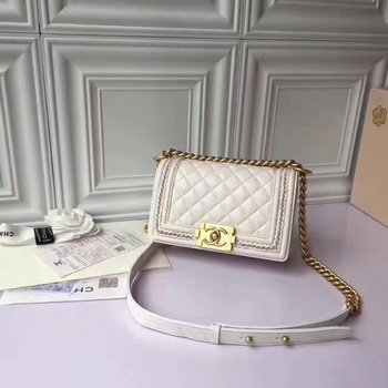 Boy Chanel Flap Shoulder Bag Sheepskin Leather A67085E White