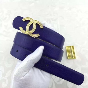 Chanel 30mm Blue Leather Belt CH5235 Gold