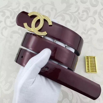 Chanel 30mm Patent Leather Belt CH5230 Wine