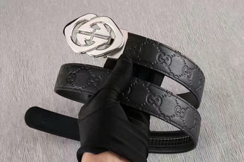 Gucci 34mm Leather Belt GG0803 Black