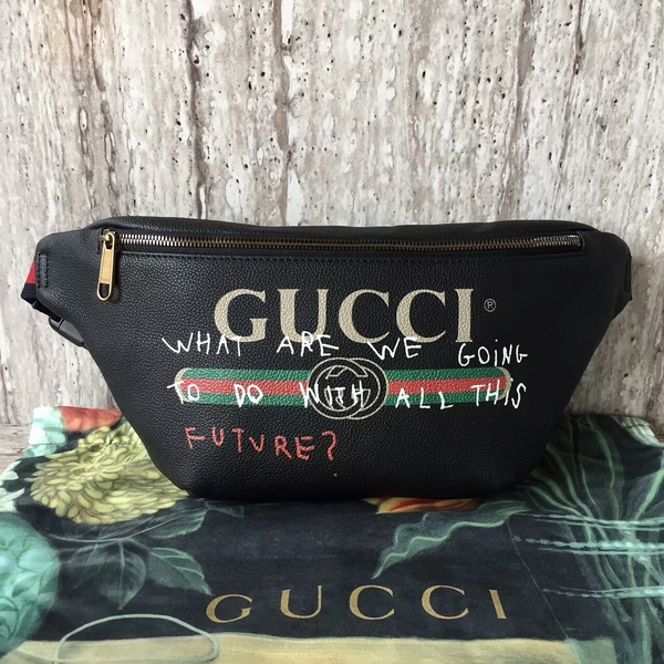 Gucci Calfskin Leather Pocket 493869 Black