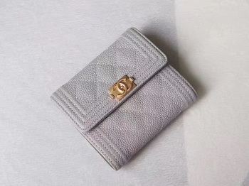 Chanel Matelasse Bi-Fold Wallet Grey Cannage Patterns A48980 Gold