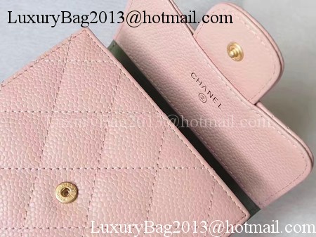 Chanel Tri-Fold Wallet Cannage Pattern Leather A48981 Pink