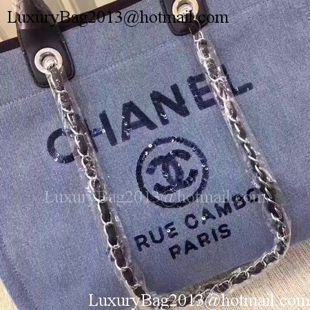 Chanel Canvas Tote Shopping Bag A68046 Blue