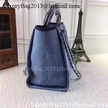 Chanel Canvas Tote Shopping Bag A68046 Blue