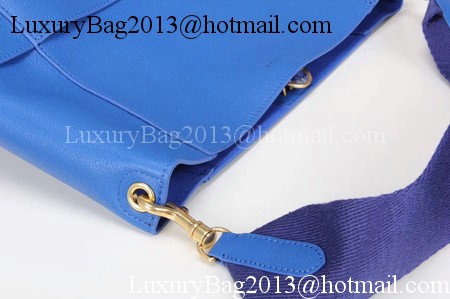 CELINE Sangle Seau Bag in Litchi Leather C3371 Blue