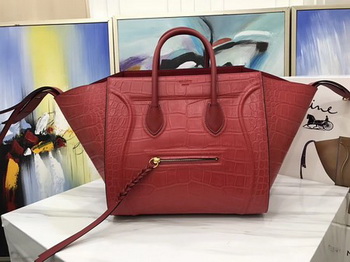 Celine Luggage Phantom Tote Bag Croco Leather CT3372 Red