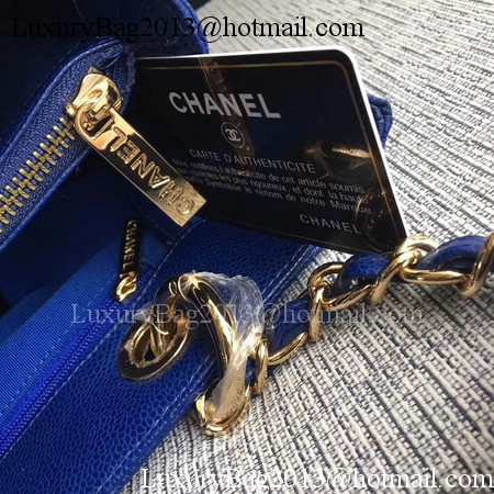 Chanel LE Boy Grand Shopping Tote Bag GST Blue Cannage Pattern A50995 Gold