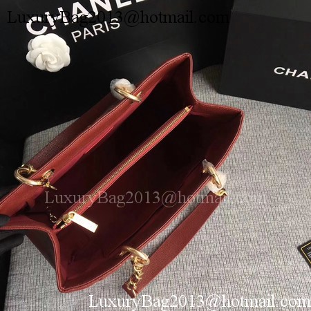 Chanel LE Boy Grand Shopping Tote Bag GST Wine Cannage Pattern A50995 Gold