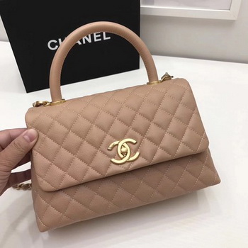 Chanel Classic Top Handle Bag Apricot Original Leather A92991 Gold