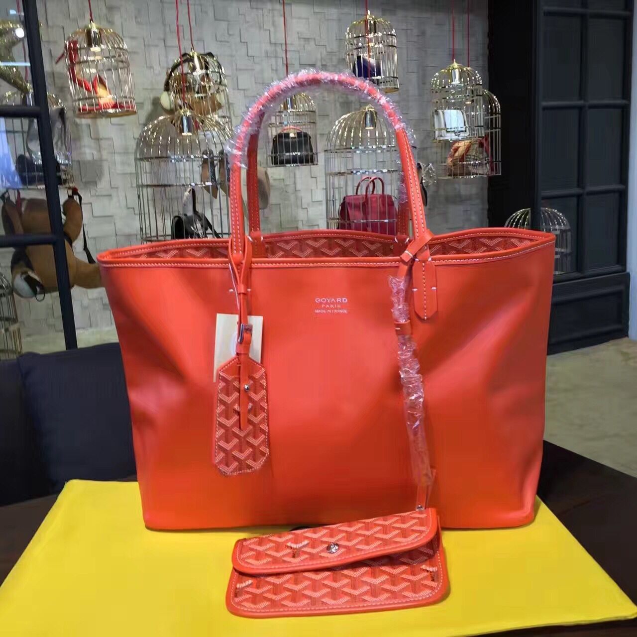 Goyard Y Doodling Calfskin Leather Tote Bag 7901 Red