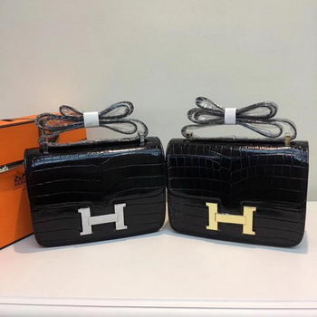 Hermes Constance Bag Croco Leather H9978C Black