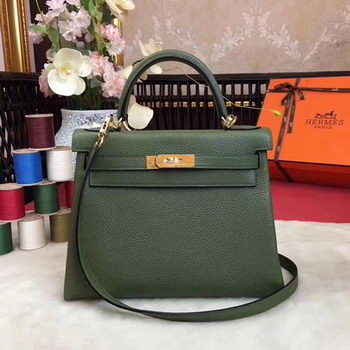 Hermes Kelly 32cm Shoulder Bag TOGO Leather KY32 Green