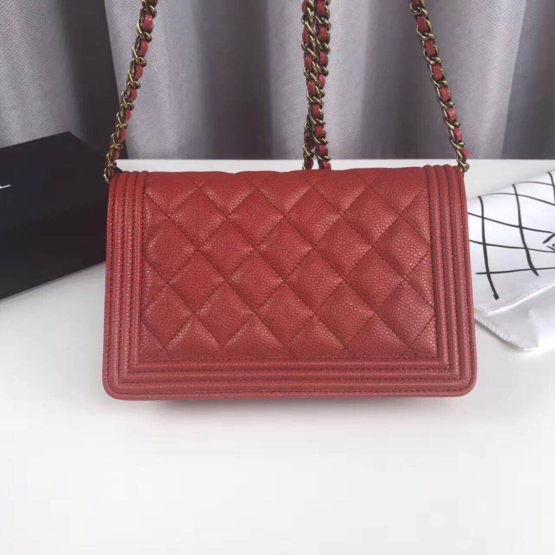 Boy Chanel Top Handle Flap Bag Original Sheepskin Leather CHA6039 Red