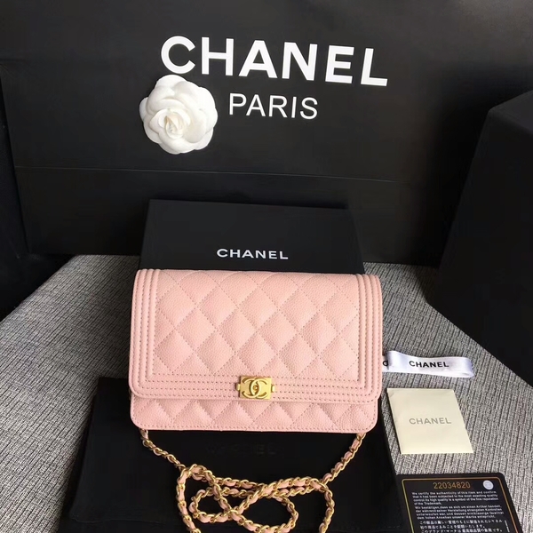 Boy Chanel WOC Flap Bag Original Calfskin Leather CHA6040 Pink