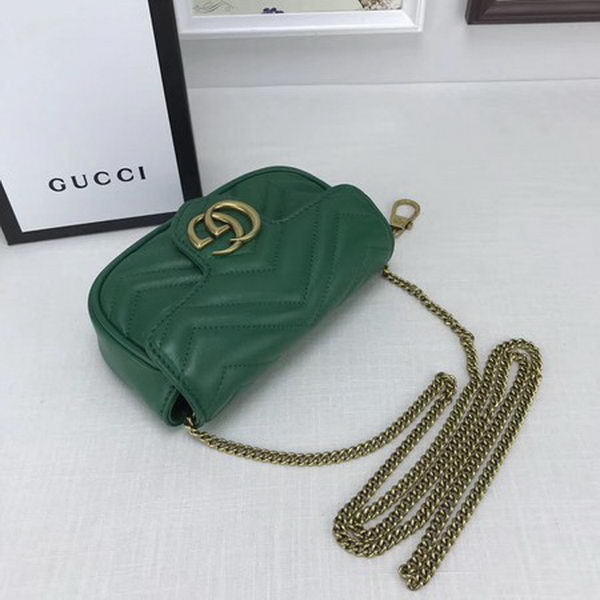 Gucci GG Marmont Matelasse Leather Super Mini Bag 476433 Green