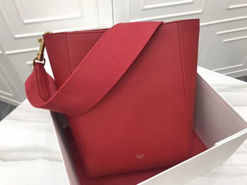 CELINE Sangle Seau Bag in Suede Leather C3371S Red