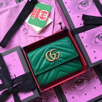 Gucci GG Marmont Matelasse Wallet 474802 Green