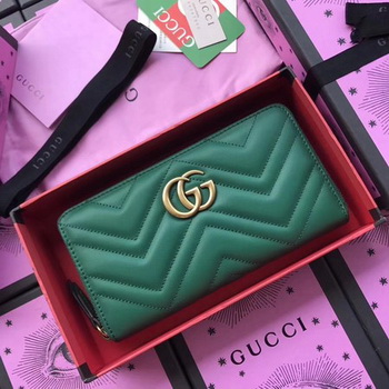 Gucci GG Marmont Zip Around Wallet 443123 Green