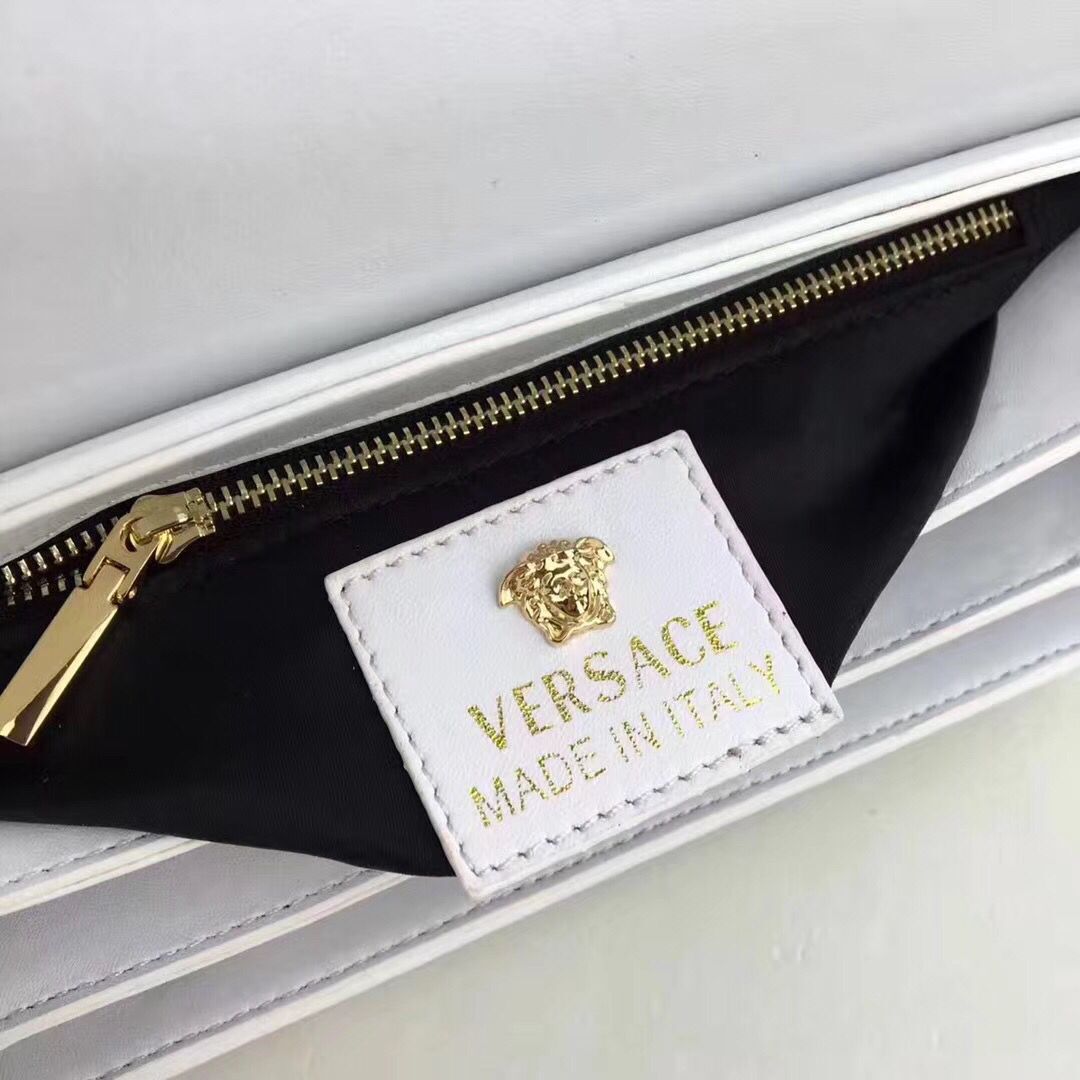 Versace Calfskin Leather Shoulder Bag VS170 White