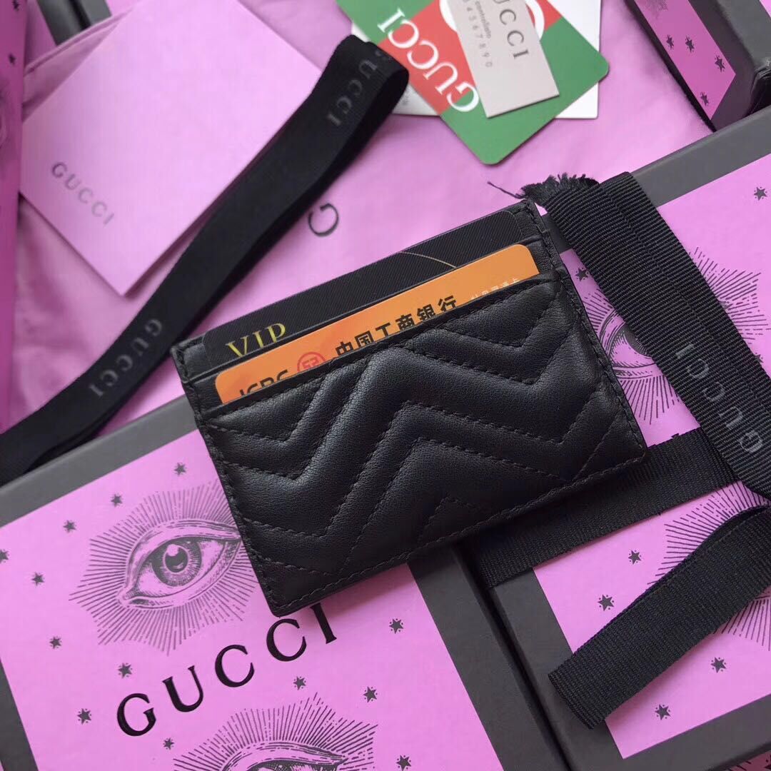 Gucci Leather Card Case 499360 Black