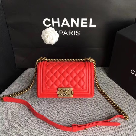 Boy Chanel Flap Shoulder Bag Sheepskin Leather A67085 Red