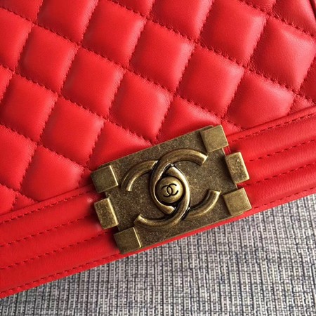 Boy Chanel Flap Shoulder Bag Sheepskin Leather A67085 Red