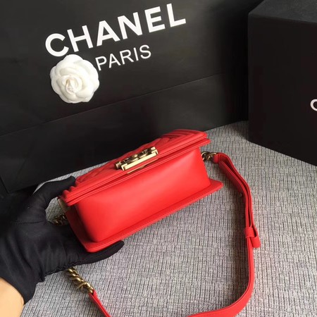 Boy Chanel Flap Shoulder Bag Sheepskin Leather A67085 Red