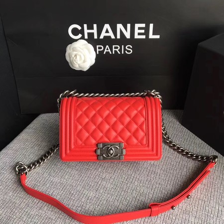 Boy Chanel Flap Shoulder Bag Sheepskin Leather A67085 Red