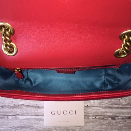 Gucci GG Marmont Small Chevron Shoulder Bag 443497 Red