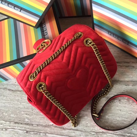 Gucci GG Marmont Small Chevron Shoulder Bag 443497 Red