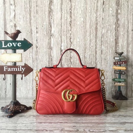 Gucci GG Marmont Small Top Handle Bag 498110 Red