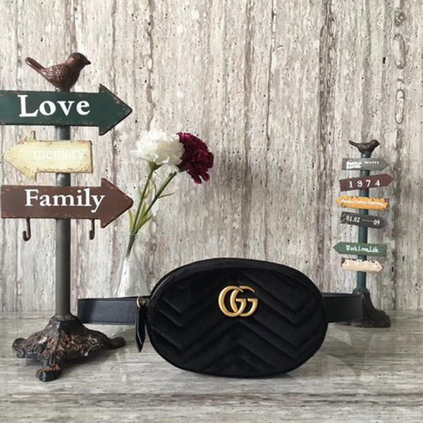 Gucci GG Marmont Velvet Belt Bag 476434 Black