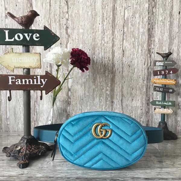 Gucci GG Marmont Velvet Belt Bag 476434 Blue