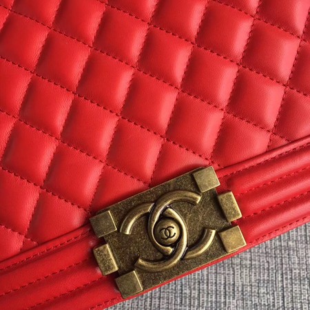 Boy Chanel Flap Bags Original Sheepskin Leather A67088 Red