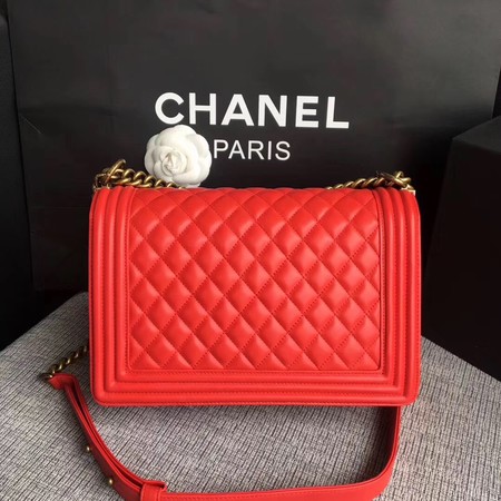 Boy Chanel Flap Bags Original Sheepskin Leather A67088 Red