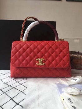 Chanel Classic Wine Top Handle Bag Red Original Leather A92292 Gold