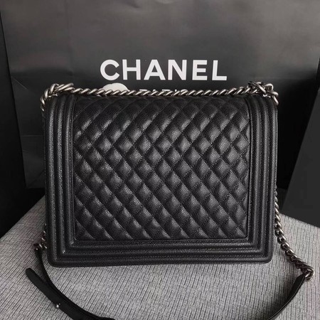 Boy Chanel Flap Shoulder Bag Black Original Cannage Pattern A67087 Silver