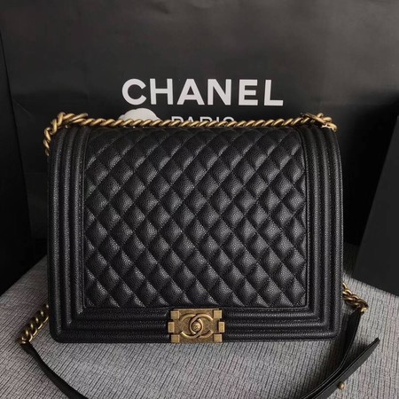 Boy Chanel Flap Shoulder Bag Black Original Cannage Pattern A67087 Silver