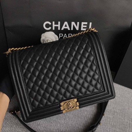 Boy Chanel Flap Shoulder Bag Black Original Cannage Pattern A67087 Silver