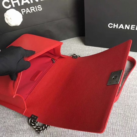 Boy Chanel Flap Shoulder Bag Red Original Cannage Pattern A67087 Silver