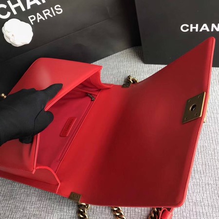 Boy Chanel Flap Shoulder Bag Red Original Sheepskin Leather A67087 Gold