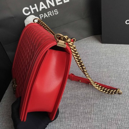 Boy Chanel Flap Shoulder Bag Red Original Sheepskin Leather A67087 Gold