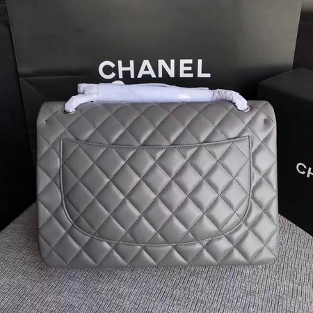 Chanel Maxi Quilted Classic Flap Bag Grey Sheepskin Leather A58601 Silver